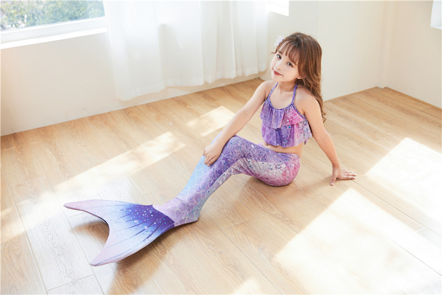 Girl's Cartoon Style Mermaid Polyester Bikinis 3 Piece Set display picture 38