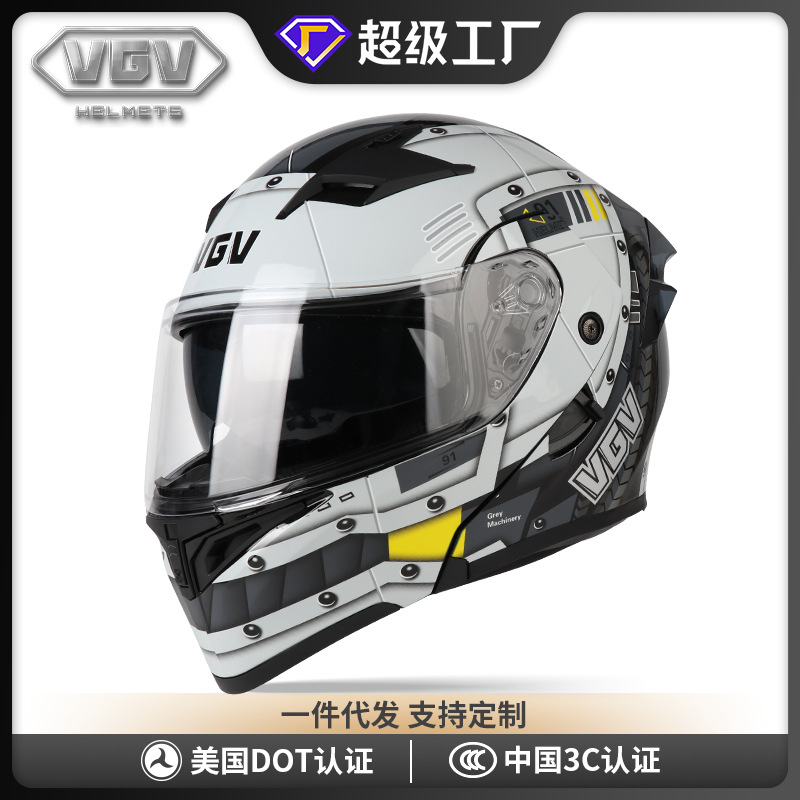 [En Existencia] Casco de Motocicleta VGV con Certificación 3C, Casco Abierto para Motocicleta, Casco Integral Cálido para Invierno, Tipo 4 de Cobertura Total
