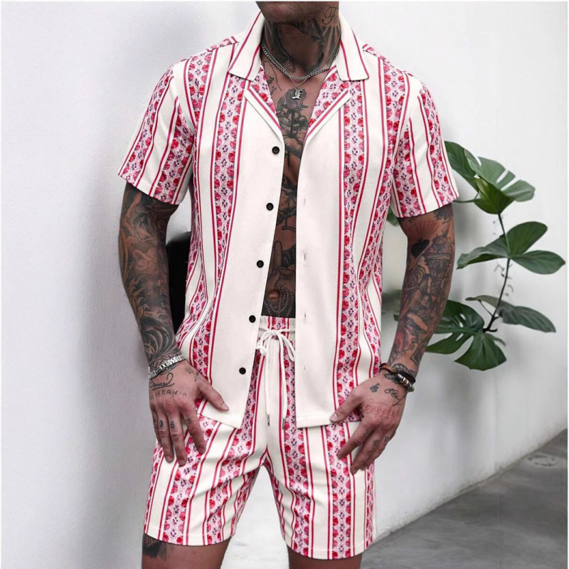 2025夏に国境を越えたアマゾン欧米の男性服のカジュアルなシャツの半袖パンツ|undefined