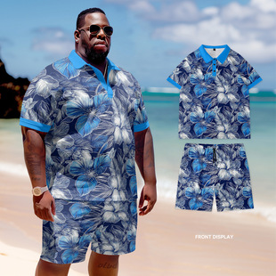 Spring and summer Europe and the United States POLO suit short sleeve men's 3D digital printing plus size daily cross-border foreign trade high street leisure