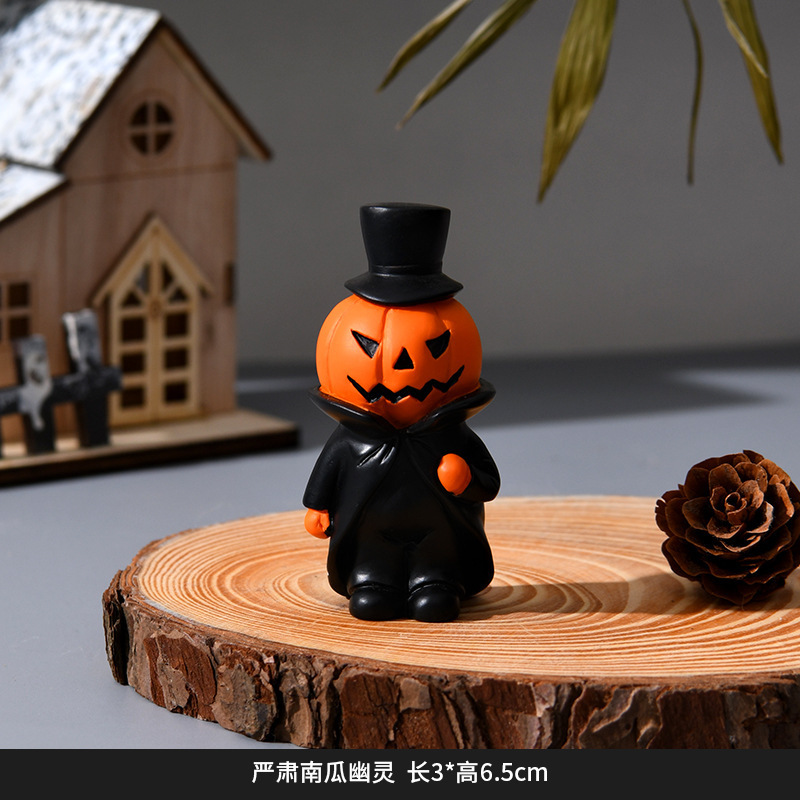 国境を越えた新製品ハロウィーンカボチャ祭りパーティー装飾品ホームデスクトップ幽霊魔女人形樹脂置物|undefined