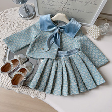 新款女童秋装套装拿货童装春秋季女宝宝小香风外套百褶裙两件套