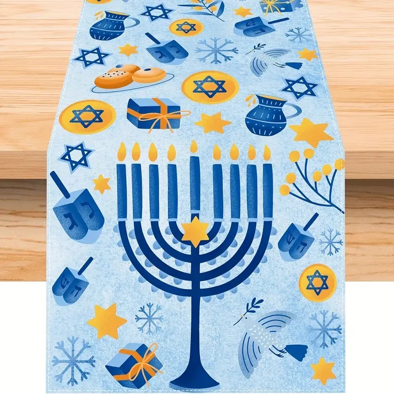 Transfronterizo nuevo Hanukkah camino de mesa de lino impreso mantel hogar Decoración sofá fiesta Festival atmósfera Decoración