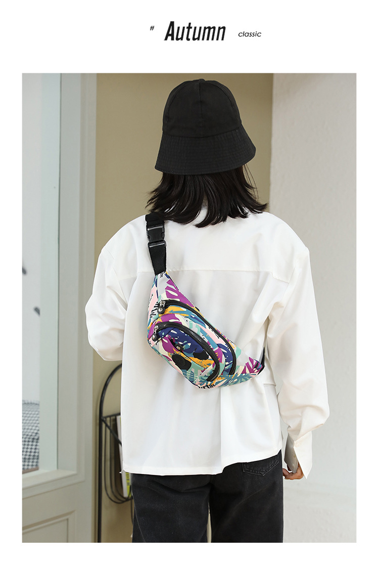 Women's casual crossbody bag, fashionable and versatile sports single-shoulder waist bag, nylon water-resistant cross-border wholesale and consignment undefined