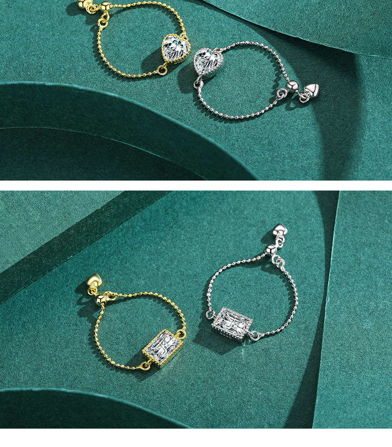 Fashion Water Droplets Sterling Silver Inlay Zircon Open Ring 1 Piece