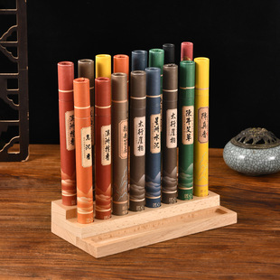Solid Wood 16-Hole Incense Tube Storage Rack Beech Wood Agarwood Sandalwood Incense Tube Display Display Rack Incense Ornaments Incense Rack
