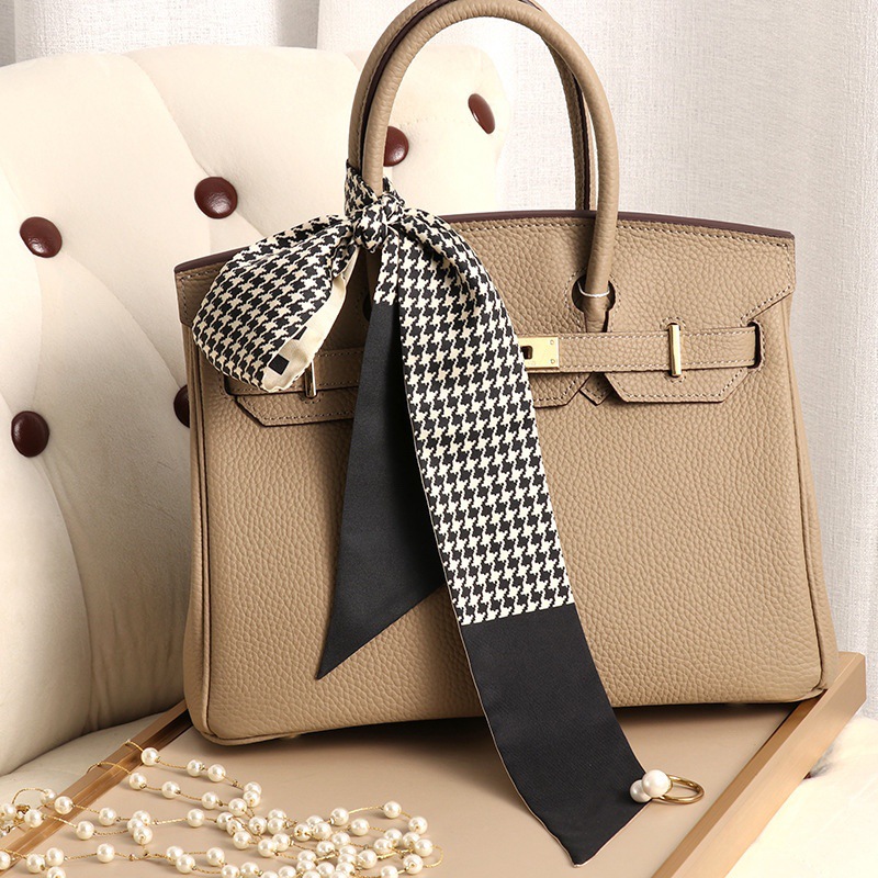 Vintage pata de gallo con letras de presbiterio con correa para el cabello con mango, bufanda de seda, decoración femenina de todo fósforo, bolso atado, bufanda de moda francesa