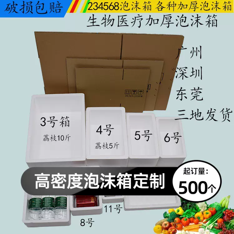 现货邮政3456号快递荔枝泡沫箱生物医疗大箱摆摊水果配纸箱保鲜