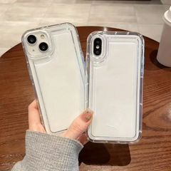 iPhone17透明スマホケース、Apple16対応、大穴15、耐衝撃エアバッグ14promax保護カバー、ソフトケース
