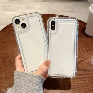 Iphone17 Transparent Phone Case Is Suitable for Apple 16 Large Hole 15 Shockproof Airbag 14Promax Protective Cover Soft Shell