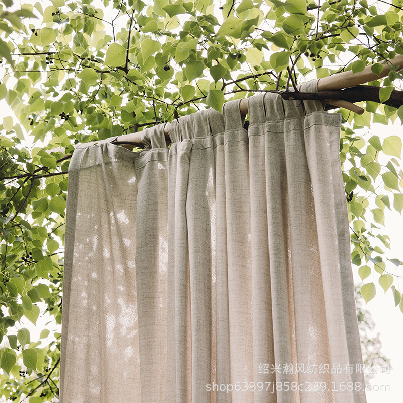 Curtain Japanese linen yarn curtain transparent living room partition balcony bed & breakfast cotton linen Japanese style fresh foreign trade