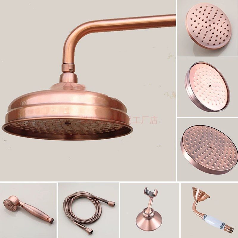 Red Bronze 8inch Shower Head Thickened Antique European Style Shower Head Bathroom Faucet Showerhead Copper Nail Showerhead