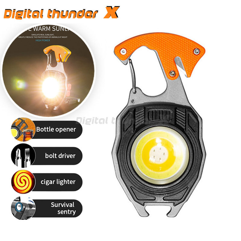 Transfronterizo de carga al aire libre llavero luz encendedor de cigarrillos mini portátil multifunción luz de trabajo Revisión del coche Tiktok generación
