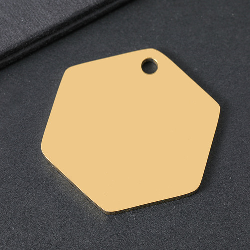Factory Direct Sales Stainless Steel Hexagon Laser UV Color Printing Blank Material Festival Gift Engraved Stainless Steel Pendant