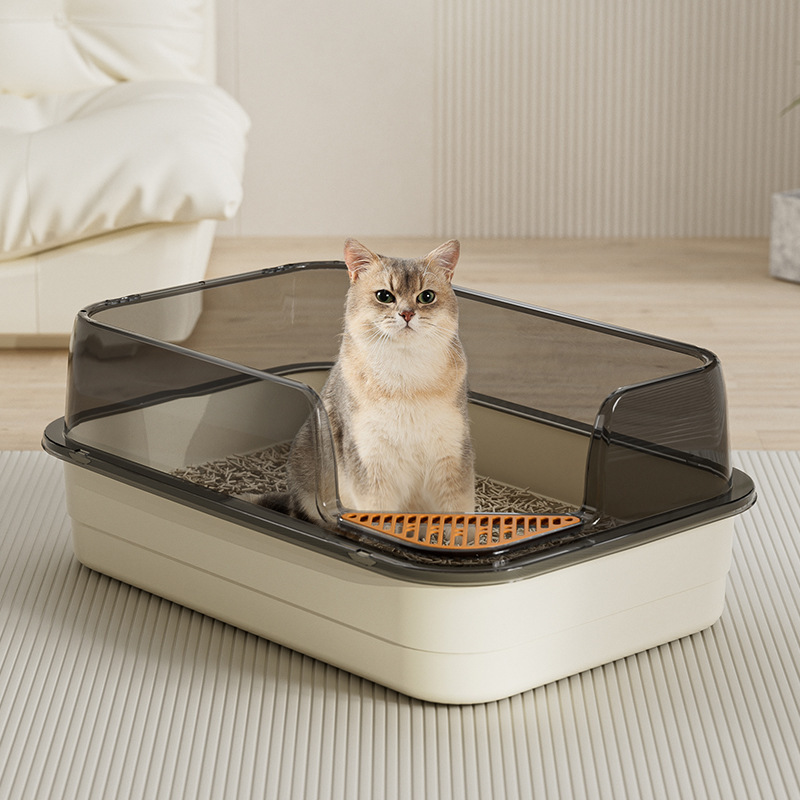 Extra-large cat litter box, semi-enclosed with high sides to prevent litter from being carried out and splashing, easy to clean, cat toilet, pet supplies for cats Extra-large cat litter box, semi-enclosed with high sides to prevent litter from being carried out and splashing, easy to clean, cat toilet, pet supplies for cats