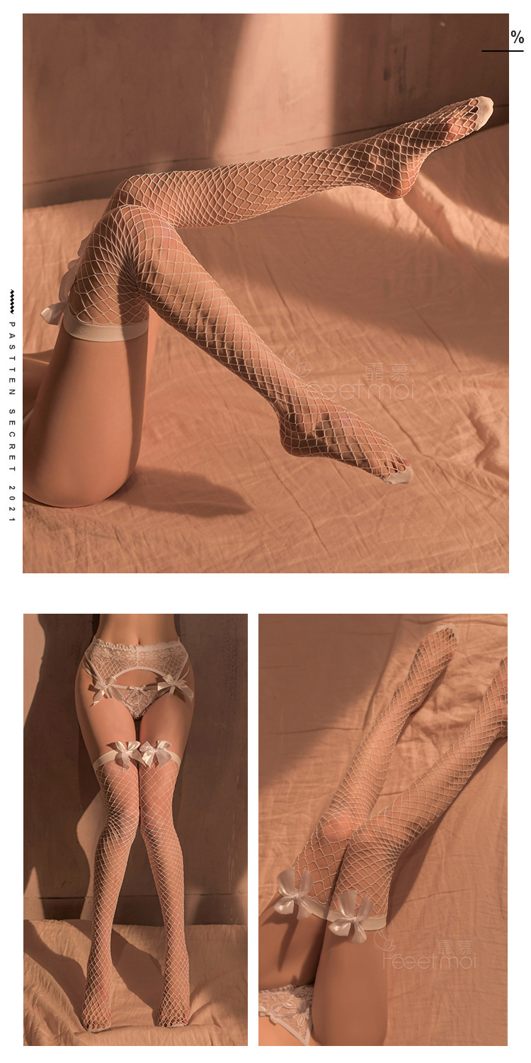 Feimu Women’s Open-Crotch Black Stockings, One Size, Sheer Intimates — detail image 35