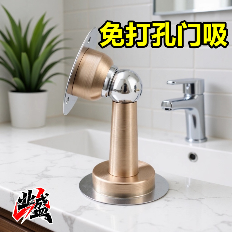 强磁门碰防碰撞防水静音卧室门顶阻门器不锈钢免打孔门吸