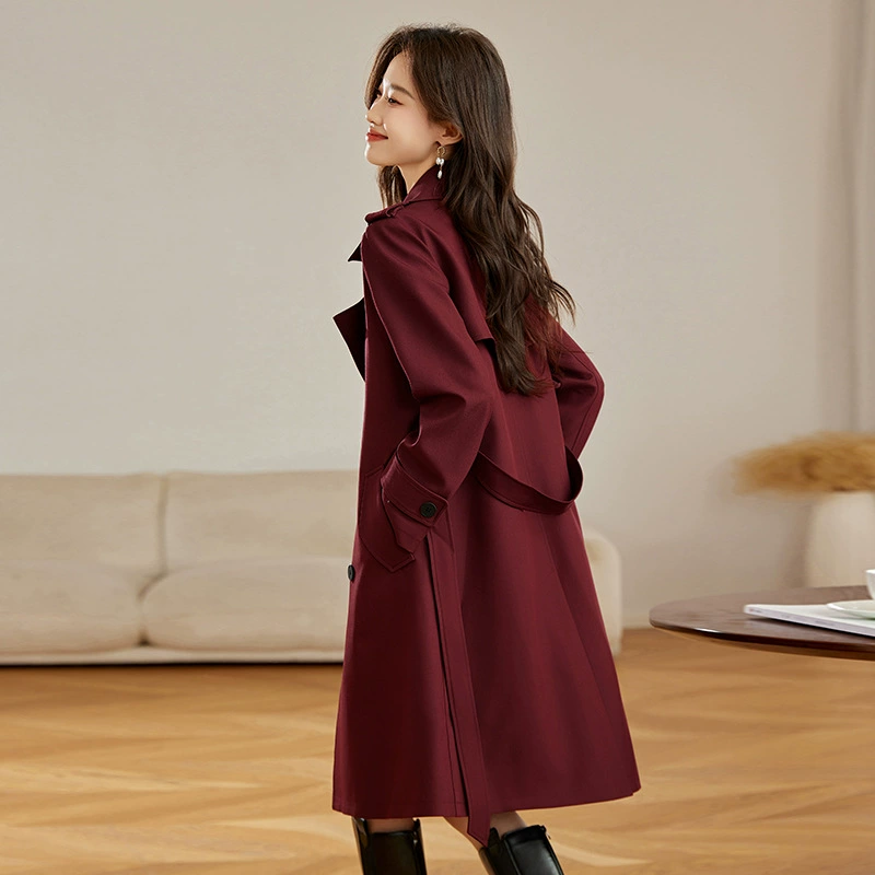 Супер красивый плащ куртка женская весна и осень 2025 новая мода темперамент с тонкой талией средней и длинной британской пальто в стиле