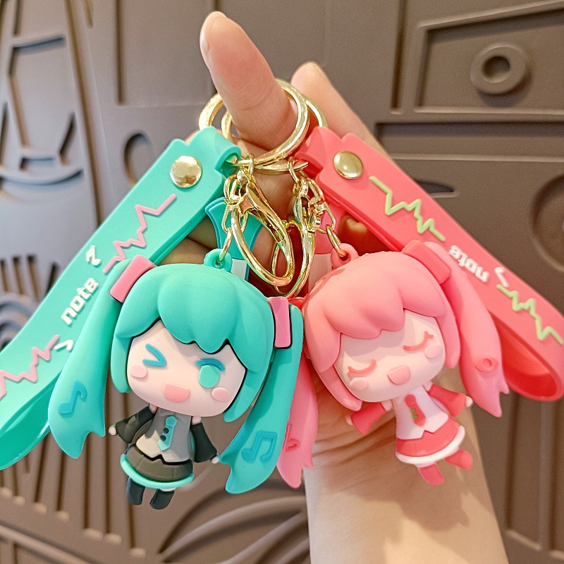Hatsune Miku Cartoon Keychain Girls Cute Bag Pendant Car Keychain Accessories Claw Machine Small Gift