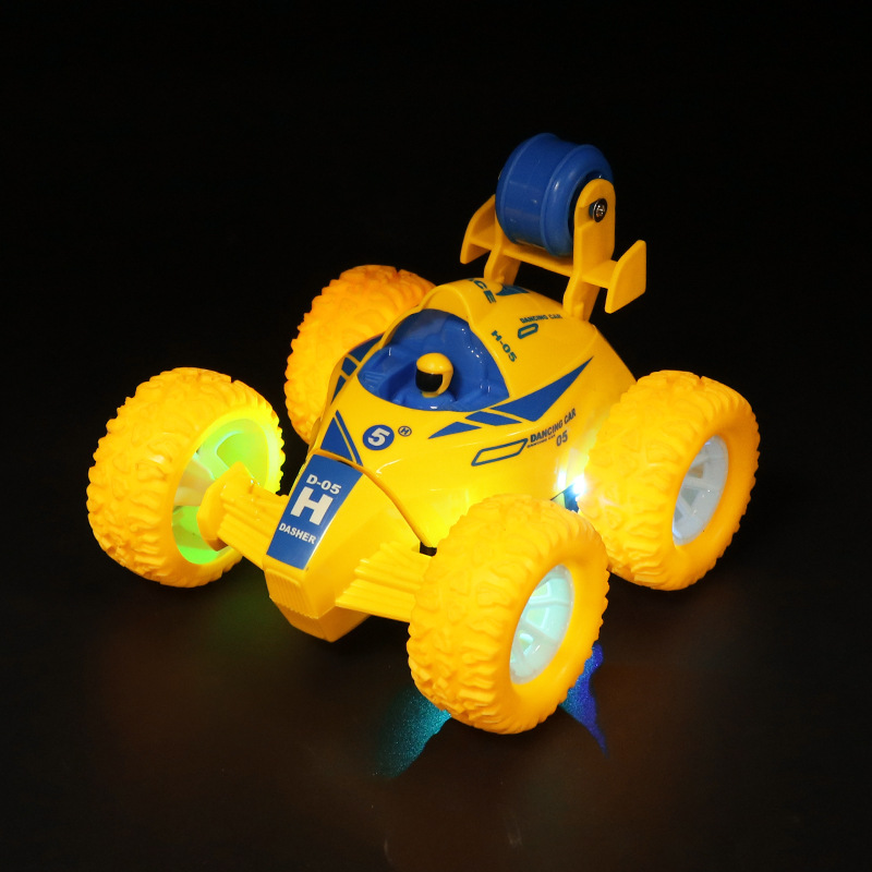 Transfronterizos niños 2.4G cuatro vías carro volcado de control remoto luces brillantes rodando coche de control remoto juguetes coche de control remoto para niños