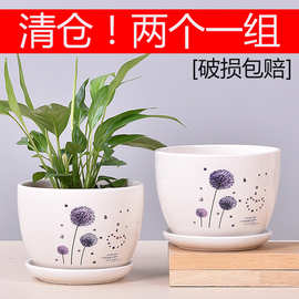 陶瓷花盆特大号绿植萝吊兰特价小多肉粗陶塑料带托盘花盆清仓包邮