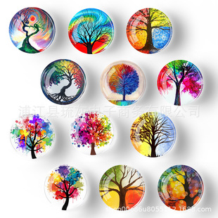 Crystal Glass Refrigerator Stickers Whiteboard Stickers Home Decoration Tourist Souvenirs DIY Color Tree of Life Series Art