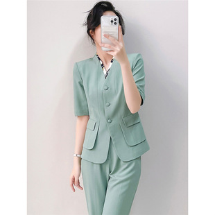 Wholesale Price Free Shipping Summer Blazer Women's Thin Mid-Sleeve Formal Occasion Professional Uniform Suit Jewelry Store Beauty