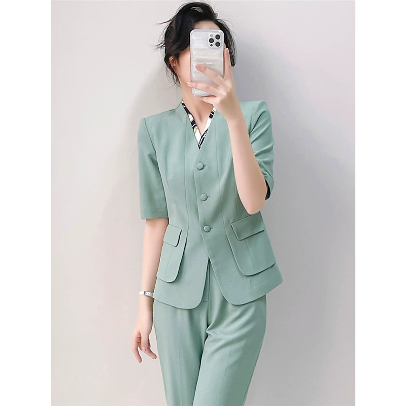 Оптовая цена, бесплатная доставка, летний пиджак, женский тонкий пиджак со средним рукавом, официальный случай, профессиональная униформа, костюм, ювелирный магазин, красота