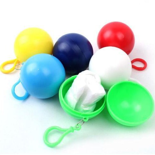 Practical Creative Convenient Portable Outdoor Hiking Fishing Raincoat Hooded Raincoat Key Ring Ball Travel Disposable
