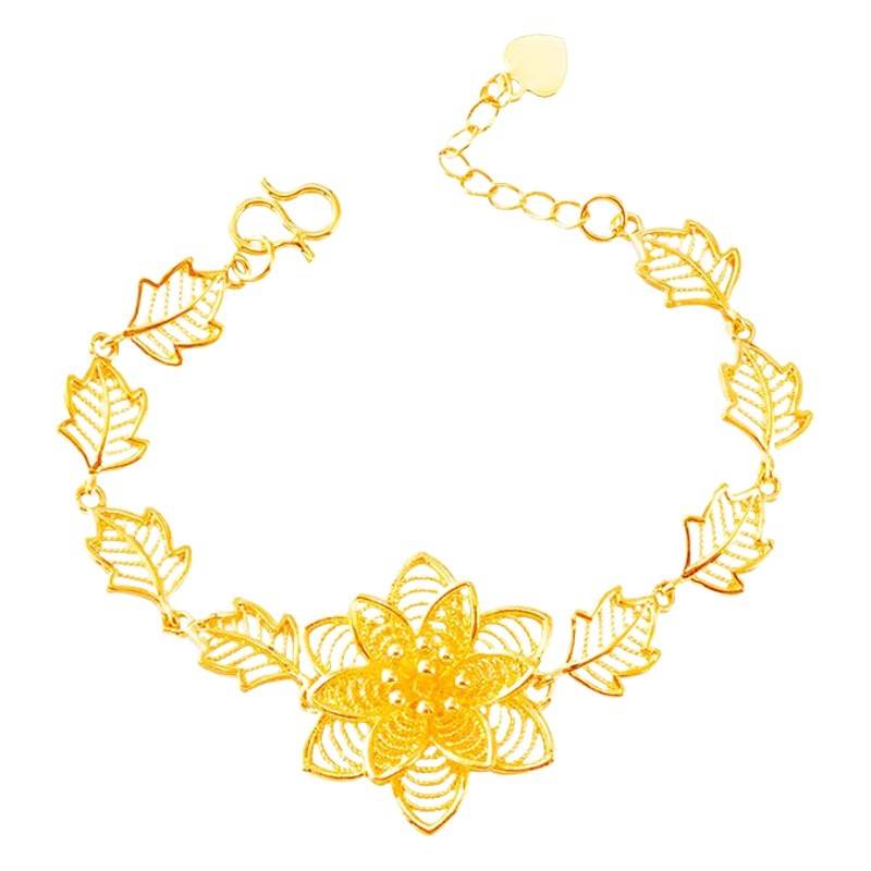 Imitación de lujo 24K pulsera de oro rosa hueco Red joyería de las mujeres de la moda de oro arena puesto en vivo suministro