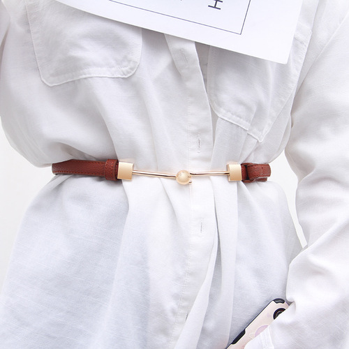 Fashionable and versatile decorative belt for women, dress, suit, simple buckle, slim and thin belt with shirt, sweater and waist chain