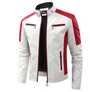 2025 men's new color insert fashion British leisure locomotive PU leather coat men's foreign trade cross-border supply
