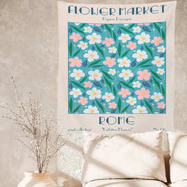 跨境专供 小清新植物花卉图案印花挂毯 装饰背景布