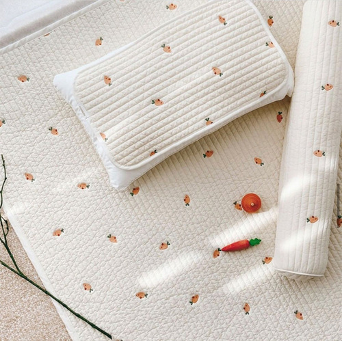 ins Korean style breathable sweat-absorbent baby embroidered cotton sheets newborn thickened cotton mattress