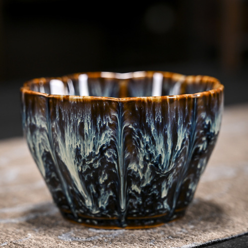 New item kiln change ceramic irregular cup household Gongfu tea cup personal cup tea drinking cup Tianmu Jianzhan master cup tea bowl