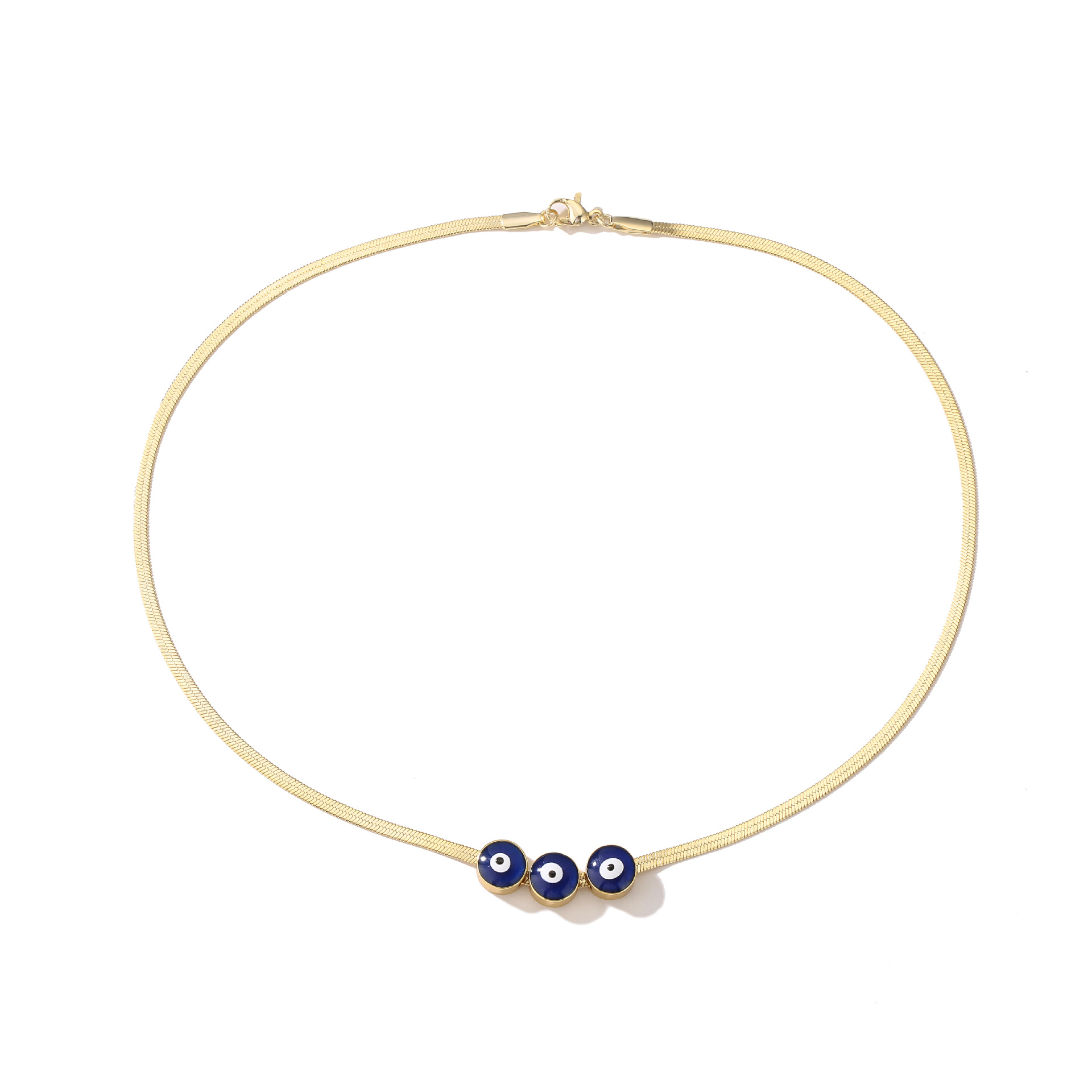 Copper Pendant Material Stone-Free Inlay Material Wholesale Novelty Geometric Eye Stainless Steel Necklace
