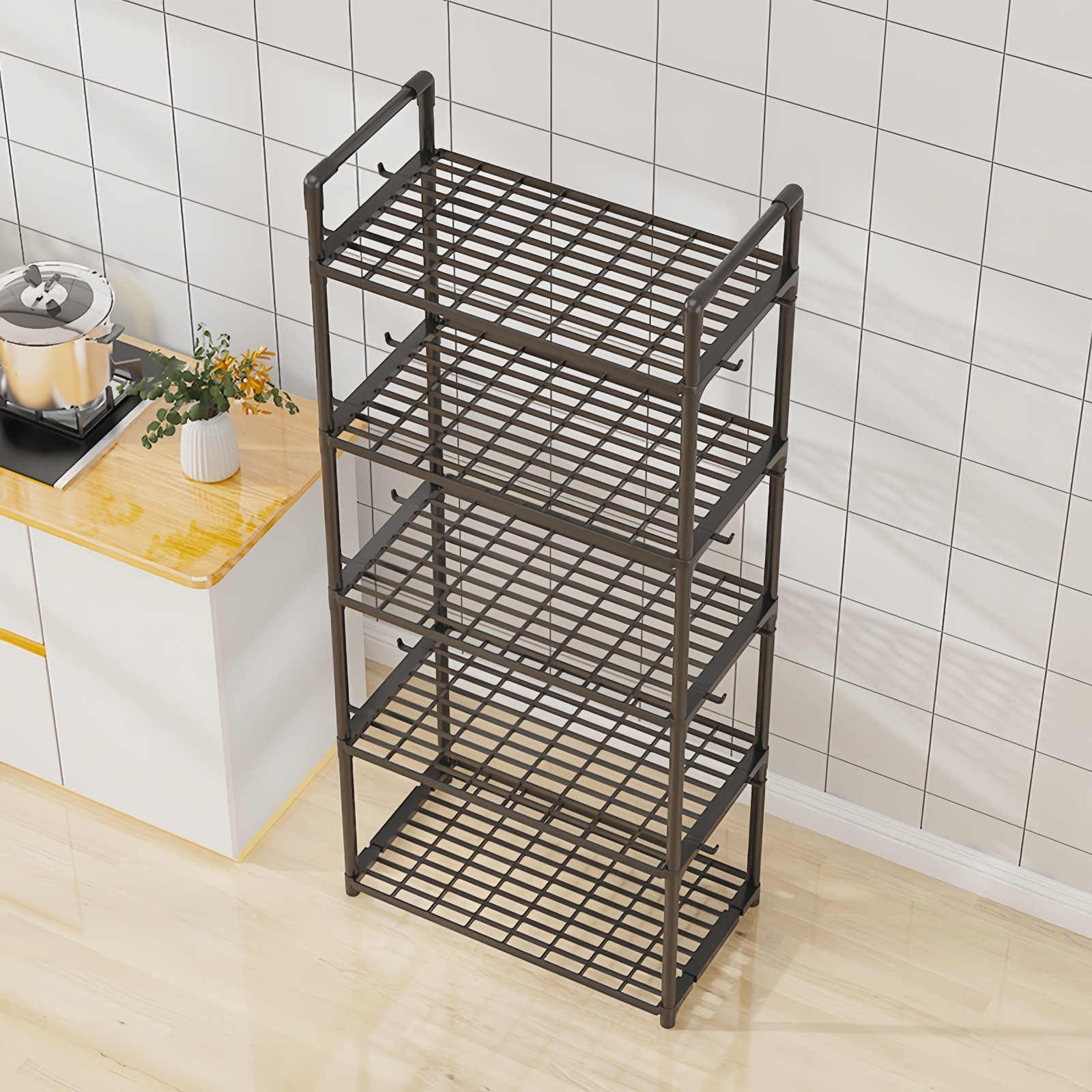 Estante de almacenamiento transfronterizo estante de almacenamiento simple multifuncional multicapa en la puerta del dormitorio doméstico de microondas de cocina