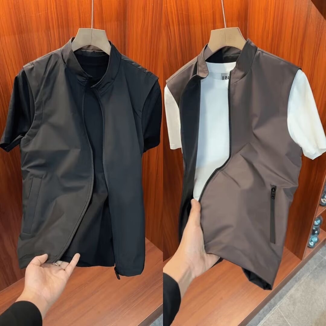 Foreign trade cross-border SOS quick-drying vest, summer sun protection, outdoor functional wear, stand-up collar jacket, sleeveless, multiple pockets, lightweight