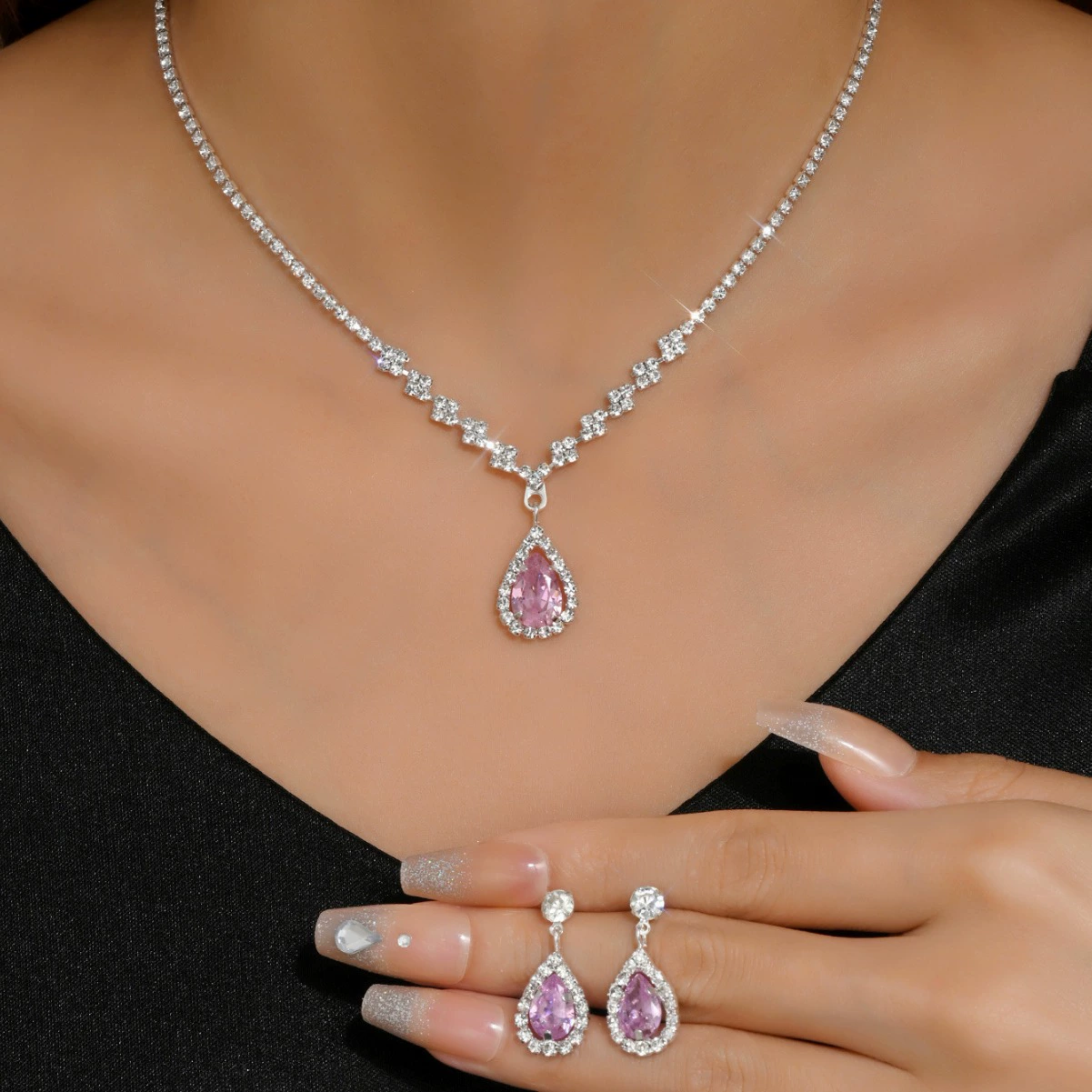 Циркон капли воды Love Star Moon Ожерелье легкий экстравагантный высокий темперамент цепочка ключицы изысканный легкий роскошный украшения оптом