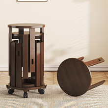 实木叠叠乐凳子家用餐桌凳可叠放客厅茶几备用凳组合可移动圆凳