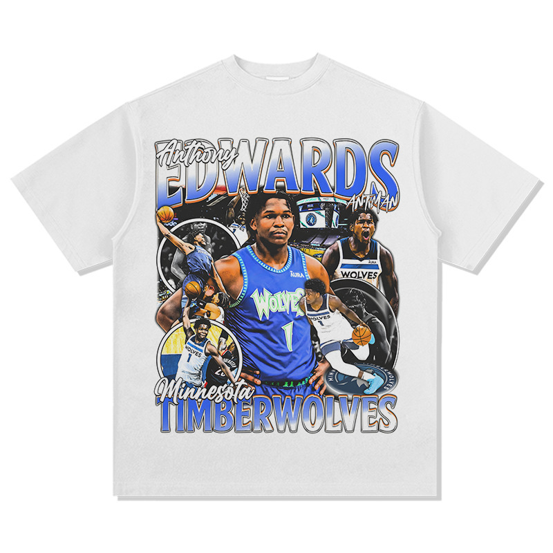Edwards American Star camiseta de calle hip-hop marca de tendencia impresión retro hacer viejo lavado pesado suelto manga corta image 6