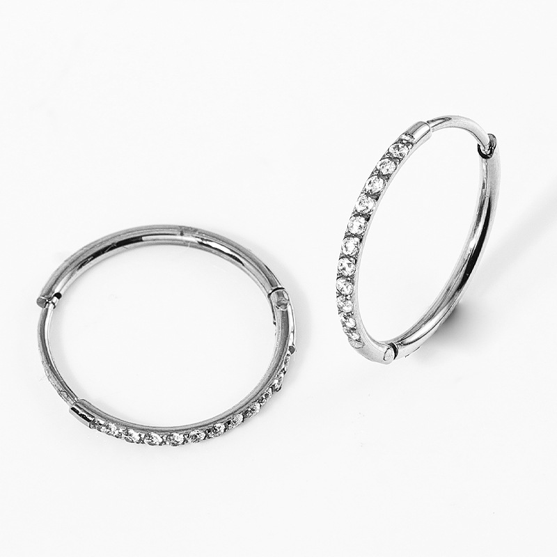 Aretes Zesen de Alta Calidad, Serie 2.0mm, Hechos a Mano, Populares en el Extranjero, de Acero Inoxidable, Finamente Tallados, con Incrustaciones de Diamantes, Cierres de Aretes, Aros