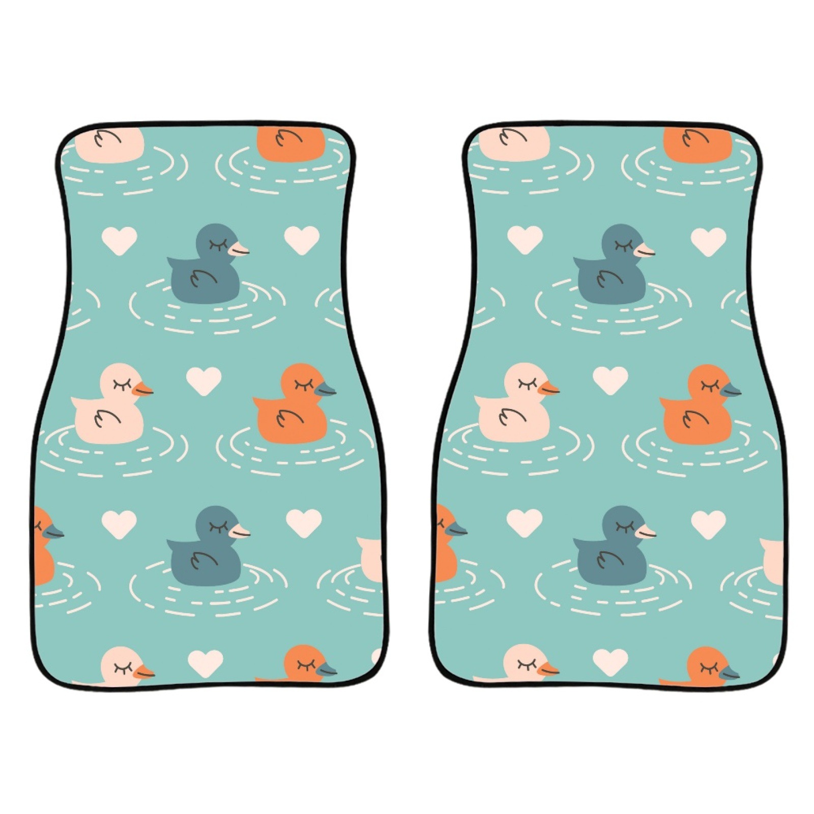 (2개) 대외 무역 공장 직접 자동차 매트 방진 방오 매트 장난기 넘치는 노란색 오리 패턴 인쇄