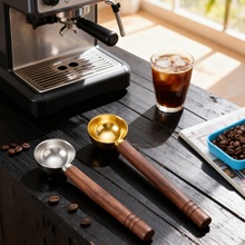 304不锈钢量勺胡桃木柄 家用调料勺水果勺烘焙面粉勺调酒勺咖啡勺