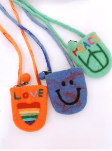 ✅ Handmade Wool Felt Coin Purse, Cute Smiling Face Bag, Parent-Child Children's Cross-Body Bag, Creative Card Holder Storage