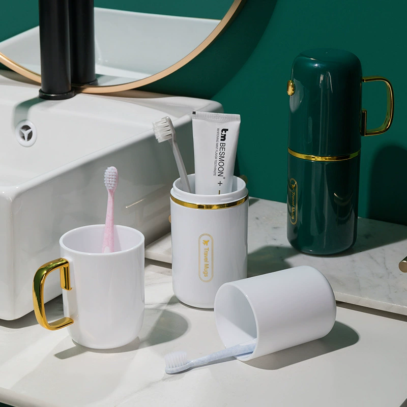 Universal handheld mouthwash for traveling, toothbrush, toothpaste, storage box, set, light luxury style, three in one