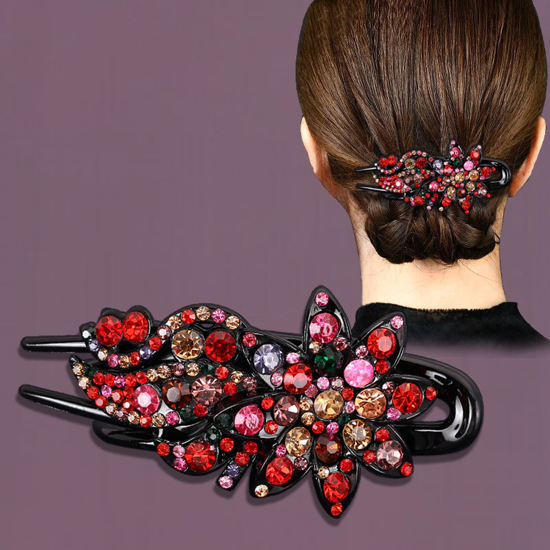 South Korea grab clip hairpin back head high-grade large duckbill clip South Korea vintage hair curler rhinestone headdress wholesale