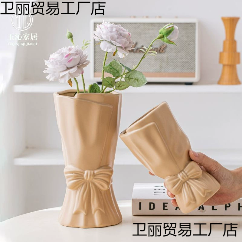 Минималистичный ins ветровой керамической вазы для украшения гидропонных цветов богатый бамбук столовая гостиная высокого уровня чувство украшения стола