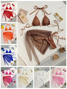 European and American cross-border bikini foreign trade Amazon swimsuit mesh three-piece set split bikini women's swimsuit wholesale