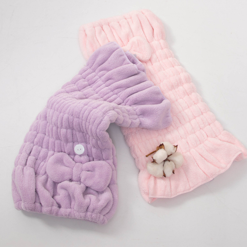 yodoxiui coral velvet long hair dry hair cap with multi-hair absorbent and not easy to shed hair bow extended and thickened dry hair towel